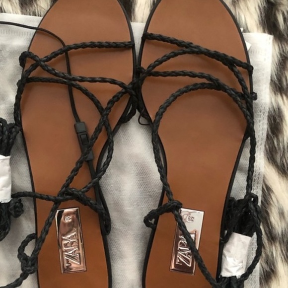 ZARA leather braided strap sandals - Picture 5 of 9